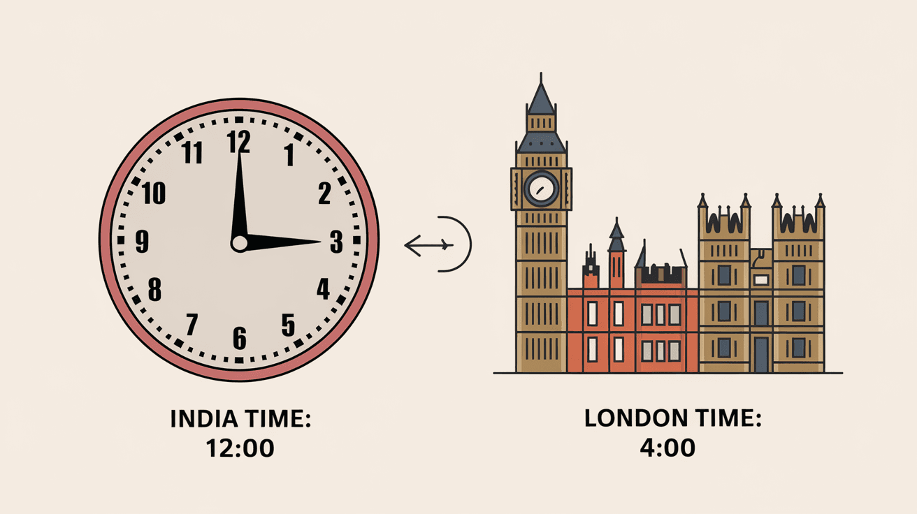 How Many Hours Difference Between India and London
