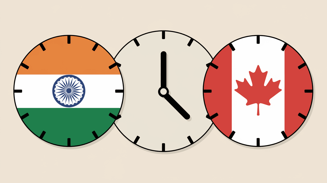 How Many Hours Difference Between India and Canada