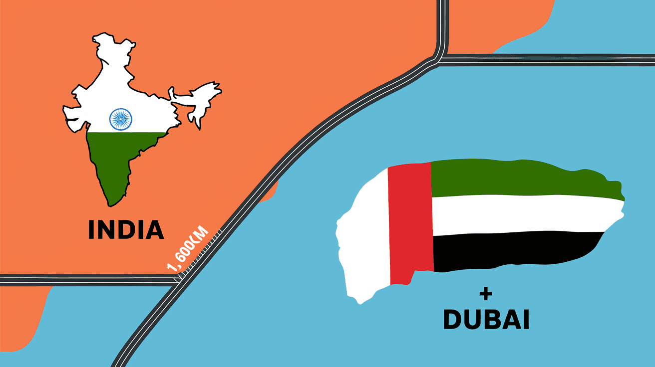 How Many Km from India to Dubai